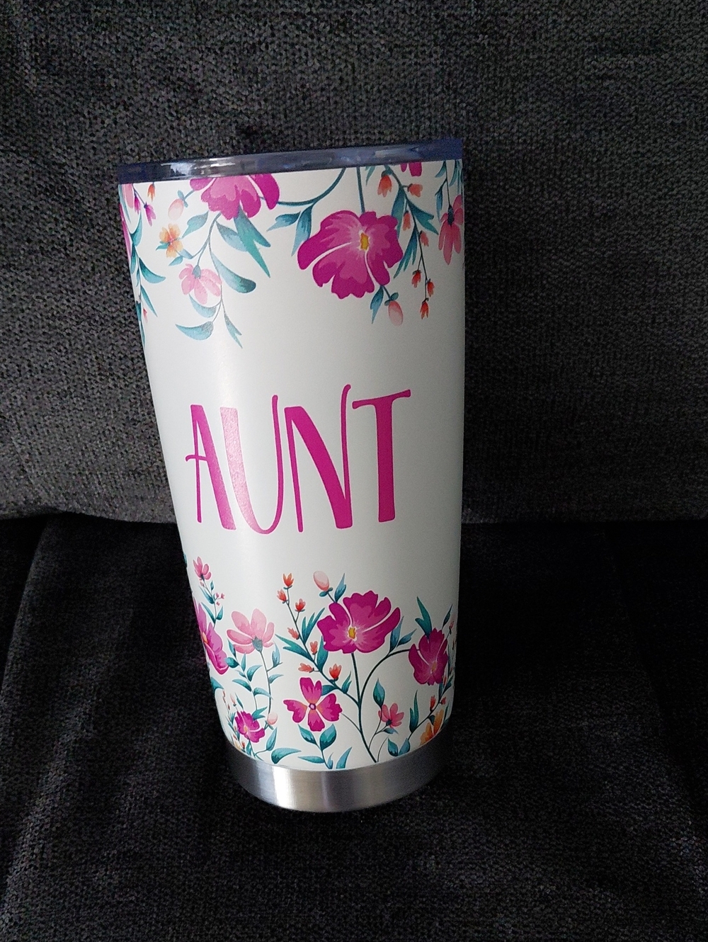 AUNT  Pink and White Floral Insulated Tumbler - 20 OZ